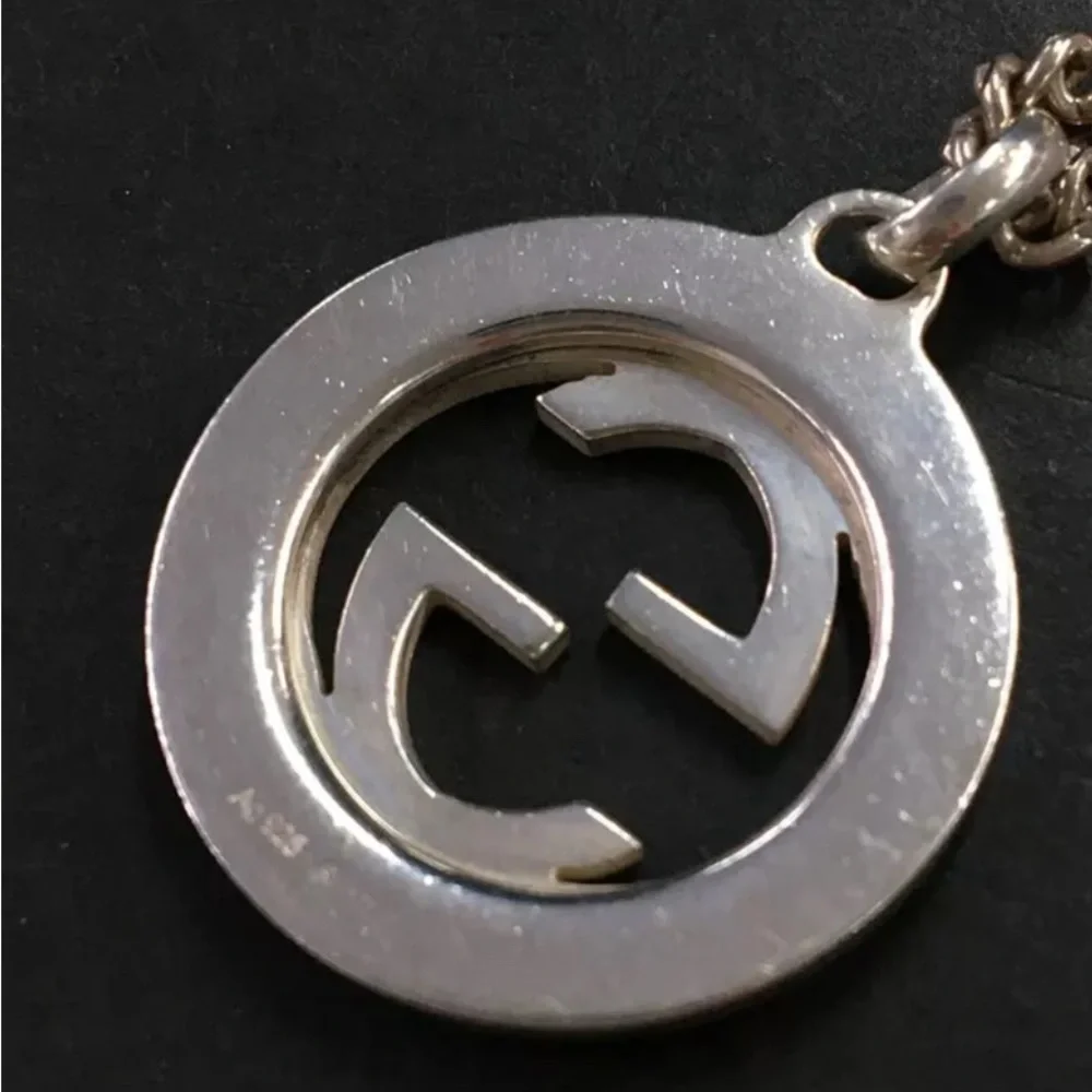 Authentic GUCCI Interlocking G Silver 925 Pendant Necklace